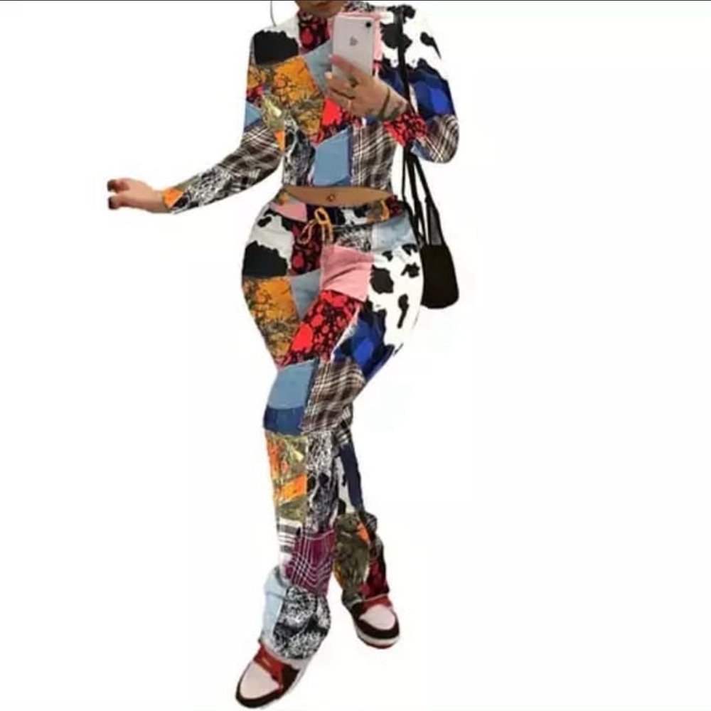 Colorful Patchwork Two-Piece Set - image 3